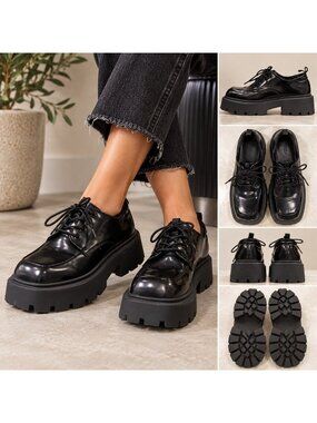 Truffle Collection Black Chunky Platform Oxford Shoes Women’s US 9 EU 40